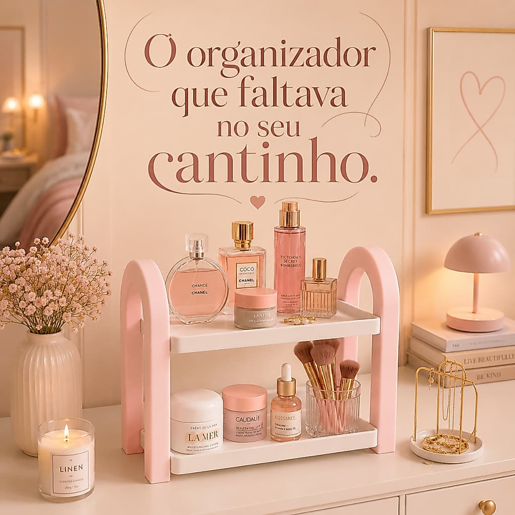 Organizador de Bancada 2 Andares Multiuso Porta Objetos Banheiro Cozinha Escritório Decoração