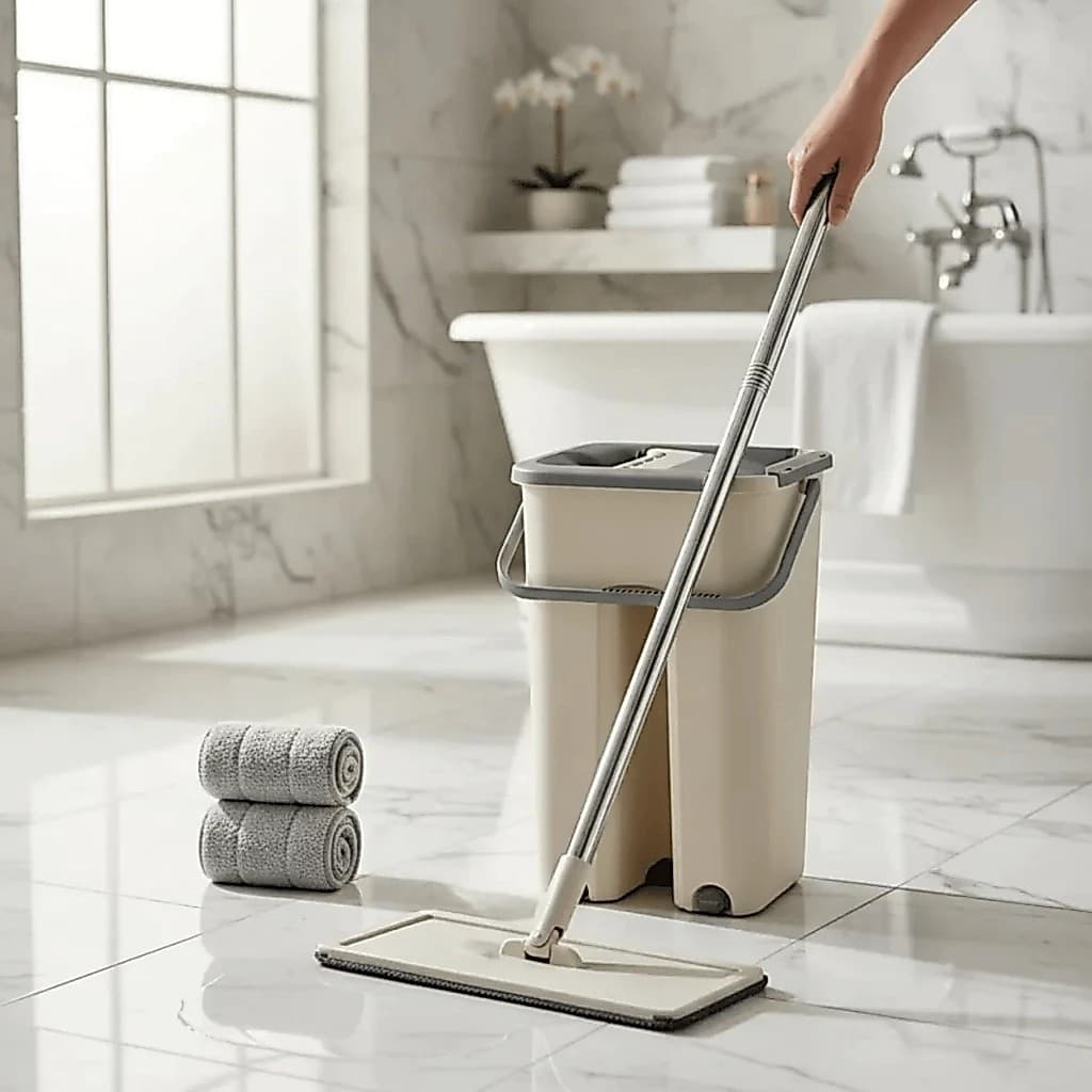 Esfregao Mop Balde 02 Refis Microfibra Limpeza Eficiente Piso Casa Absorcao Rapida