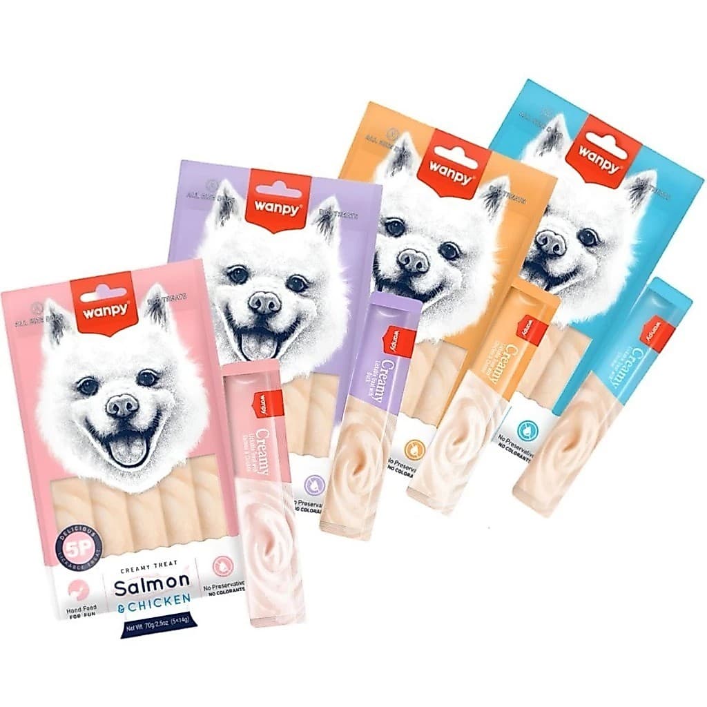 Kit 4 Petiscos Wanpy para cães - Sabores diversos 5 tubos cada pacote