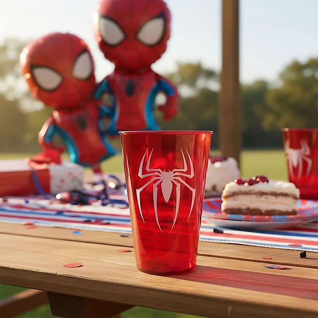 Kit Copo Aranha Acrílico Festa Aniversário Herói Homem Aranha 450ml