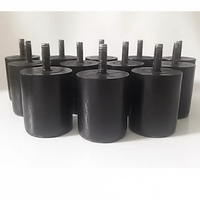 Kit Pés para Cama Box Com Pezinho Madeira Maciça 6,5cm Casal Solteiro Queen e King - Cor Preto