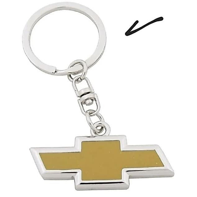 Chaveiro metal GM cromado/amarelo