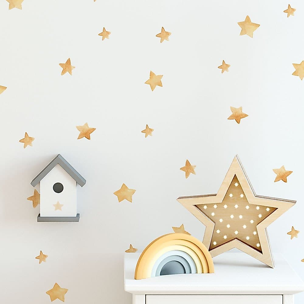 Adesivos de Parede Estrelas Aquarela - Cartela Com 27 Adesivos