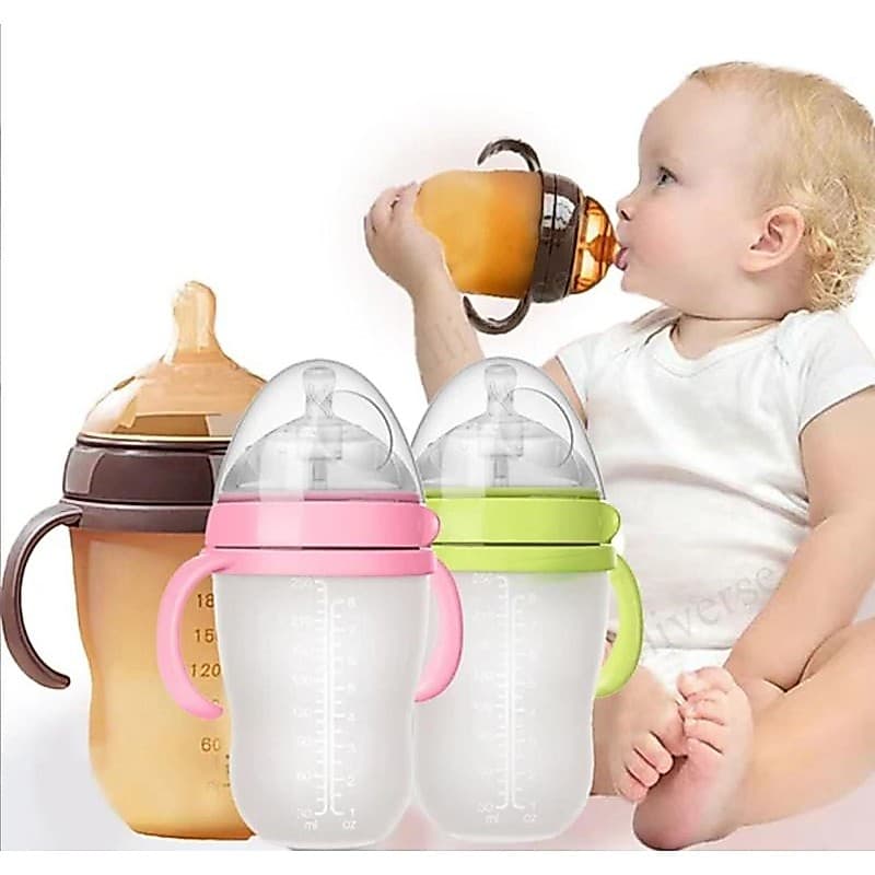 Mamadeira de silicone,  nanosilver imita peito de silicone para bebê recém nascido anticólica antibacteriano, 240ml