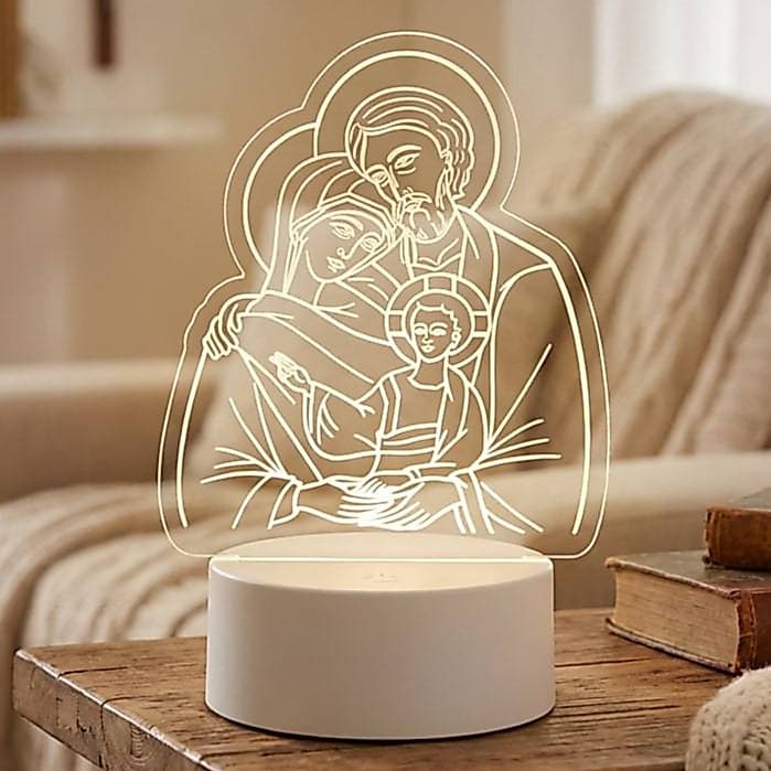 Luminária LED 3D Sagrada Família Abajur Luz Decoração Para Presente