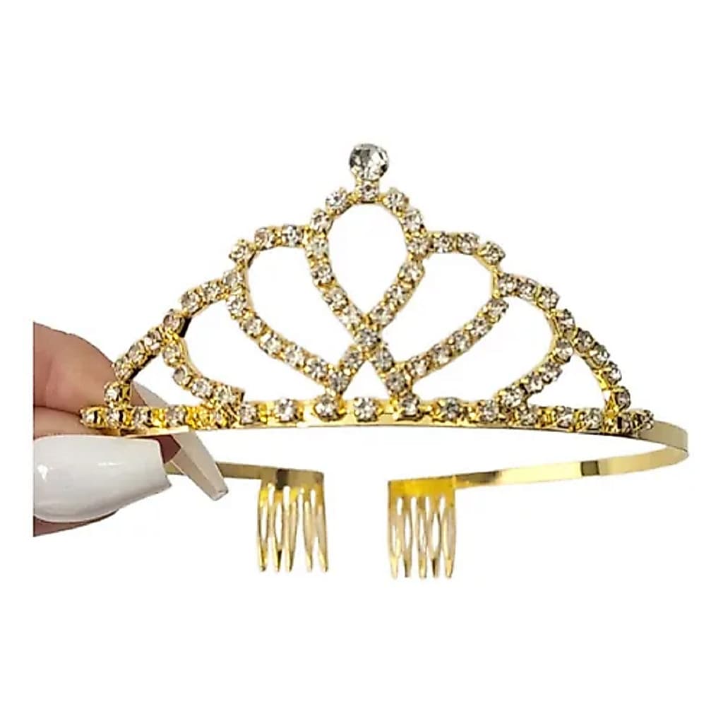 Coroa Tiara Noiva Strass Princesa Daminha Festa Arco de Cabeça