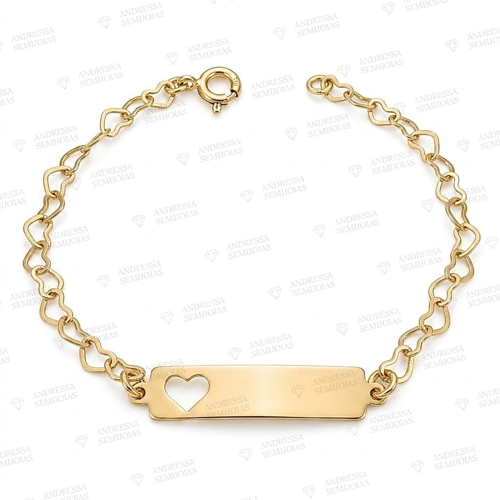Pulseira Infantil RN Personalizada Nome Gravado Bebê Banhada a Ouro