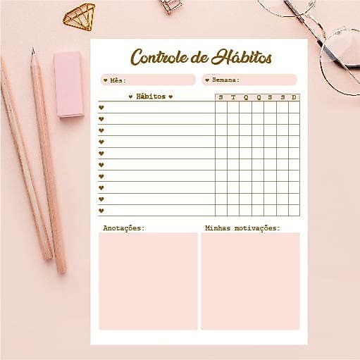 Bloco destacável de controle de hábitos  - Tamanho A5