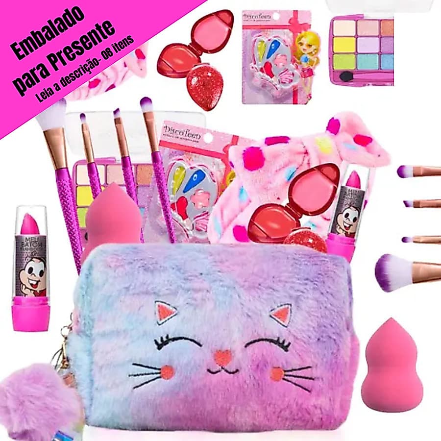 Kit de Maquiagem *Infantil* Presente 8 itens Sortidos Gloss