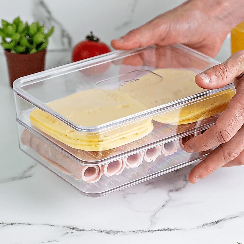 Porta Frios Clear Duplo Duas Divisórias Em Acrilíco Utensilios Domésticos
