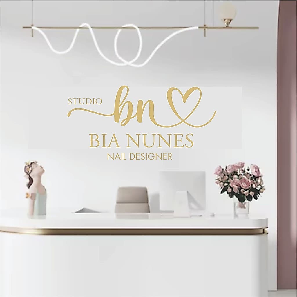 adesivo de parede personalizado logo salão de beleza manicure sobrancelhas cílios micropigmentação  15