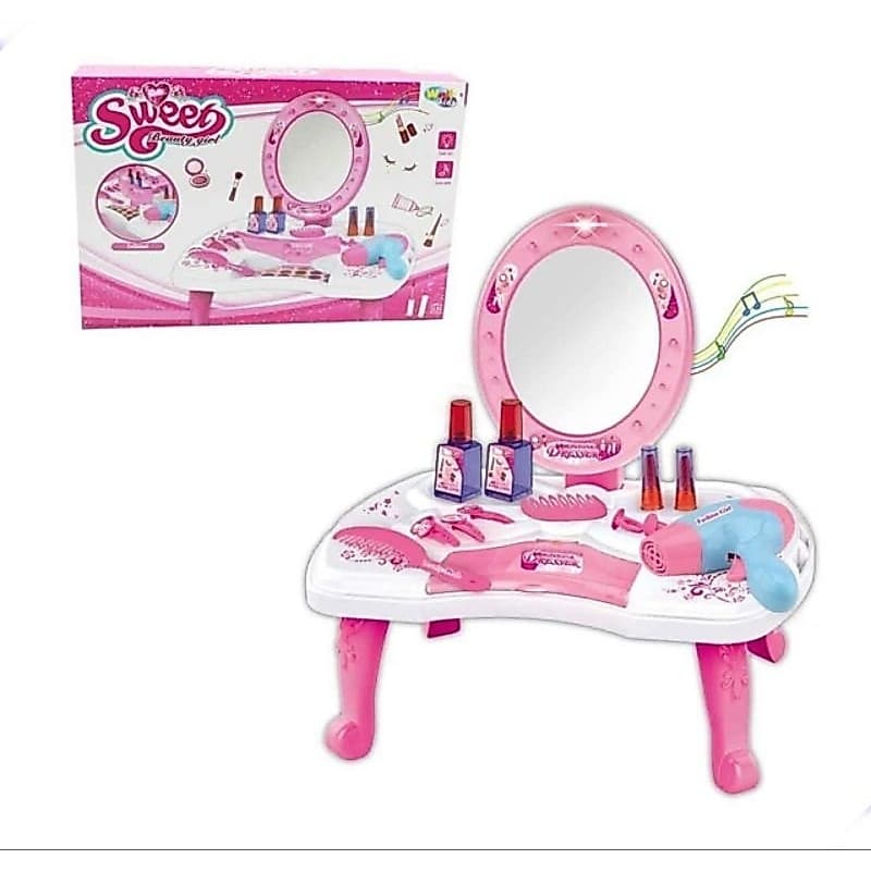 Brinquedo Infantil Kit Beleza Com Espelho e Acessórios Para Menina Penteadeira