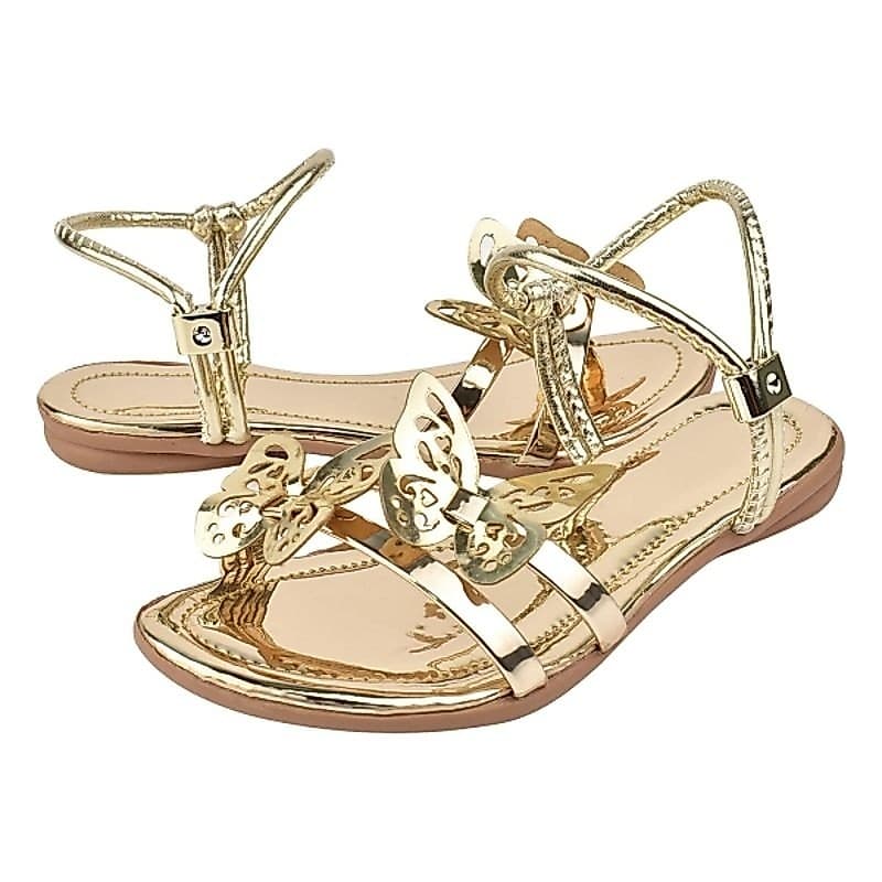 Sandália Rasteira Infantil Borboleta Casual Traseiro Fivela Confortável Moda