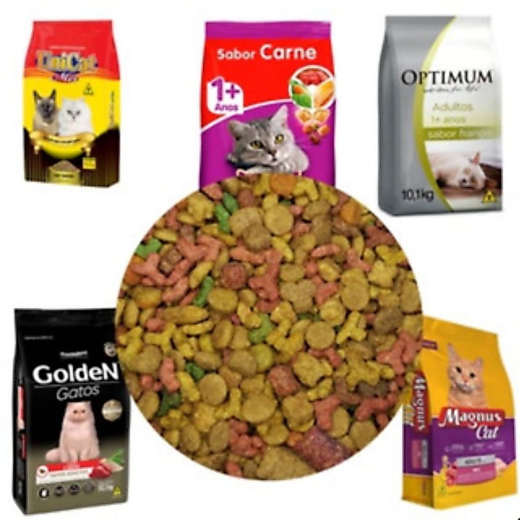 RAÇÃO PARA GATO MIX 5kg (MIX DAS RAÇÕES DE MARCAS LIDER COMO Magnus, Special cat, Golden, Whiskas, Optimum)-5kg(Granel)
