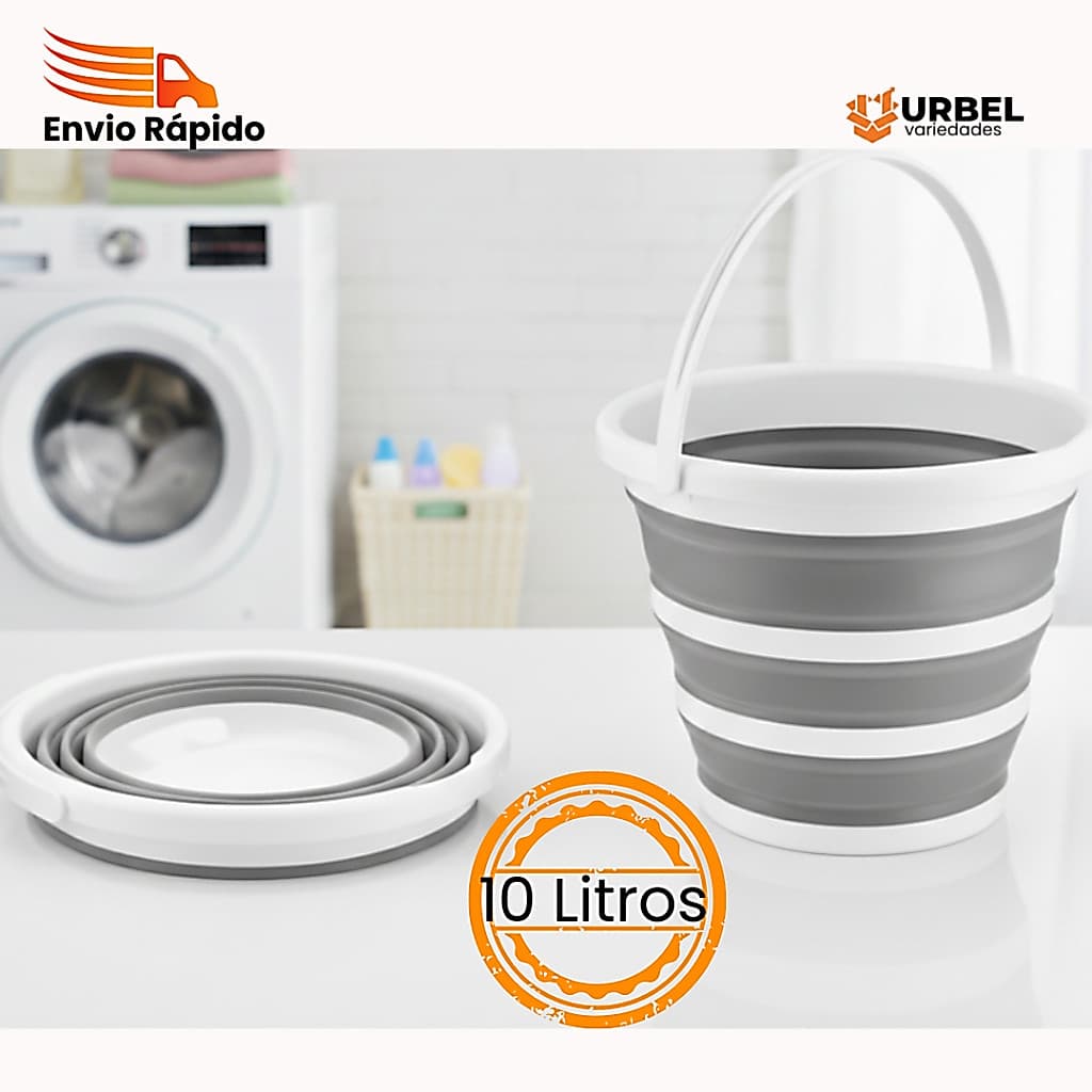 Balde Retratil Dobravel 10L Silicone Resistente Pratico Pequeno Apartamento Lavanderia