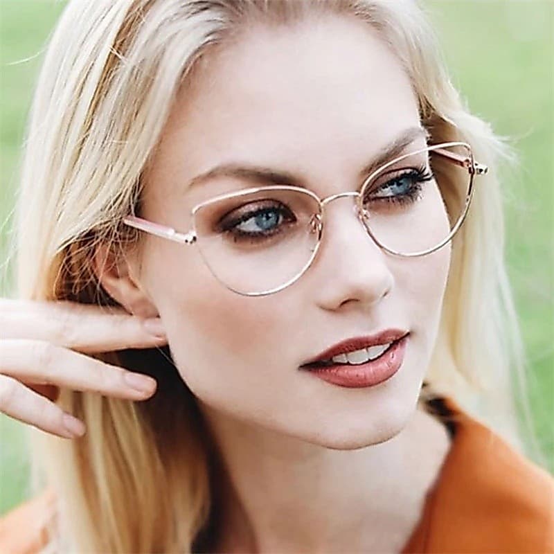 Novos Óculos Femininos De Proteção Contra Radiação De Luz Anti-Olhos Leitura De Meninas De Metal
