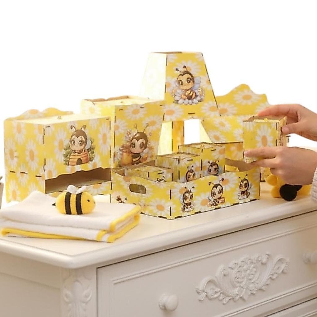 Kit Bebe Higiene Abelhinha Porta Maternidade Mdf