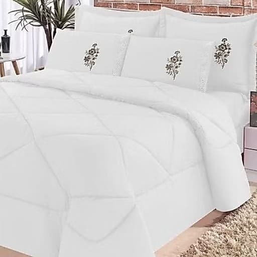 kit Conforto 6 Peças Para Cama Casal  (Edredom + Jogo De Lençol)