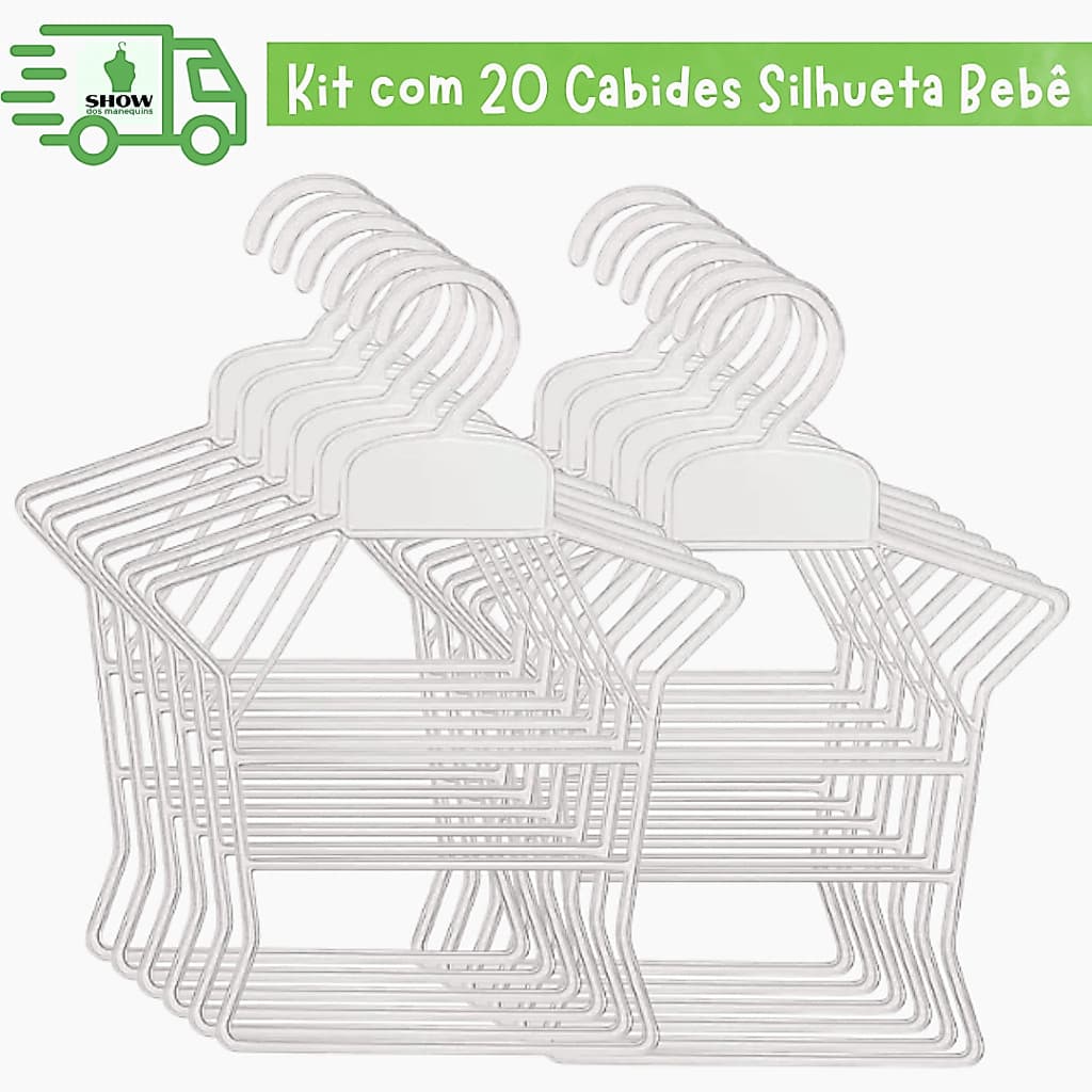 Kit 20 Cabides Silhueta para Bebê – Design Moderno e Funcional