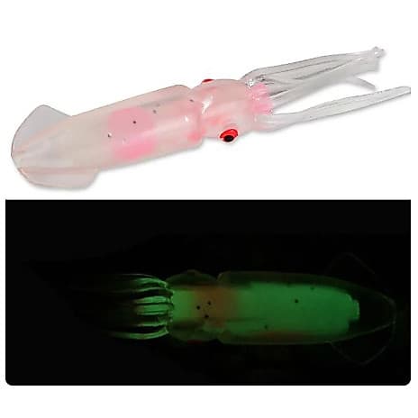 ISCA ARTIFICIAL LULA REALISTA BRILHA NO ESCURO E ROSA EM SILICONE PARA PESCA - 1 UNIDADE