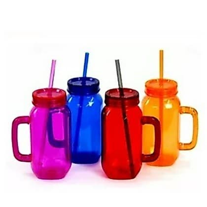 caneca copo com tampa e canudo 700ml [ colorido; de plástico ] - SMILE LIFE 58 -