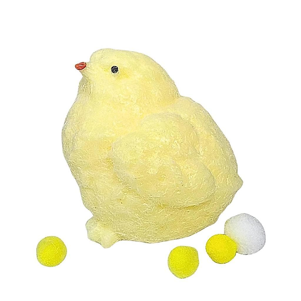 Squishy Pintinho Amarelo Vem Com Acessorios Pompom - Amarelo