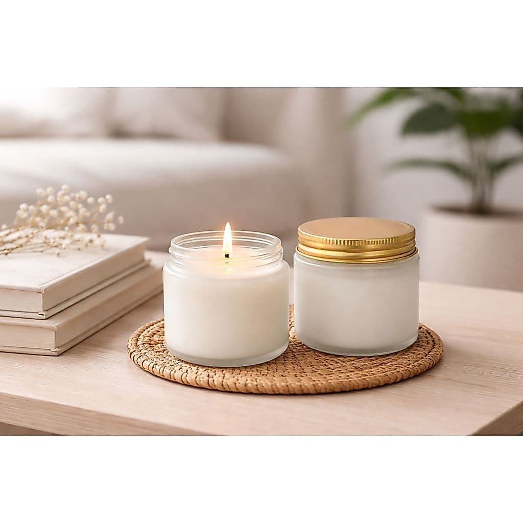 Vela Aromática Com Pote de Vidro e Tampa de Flor de Laranjeira, Chá Branco, Baunilha e Bambu 90g - Moment