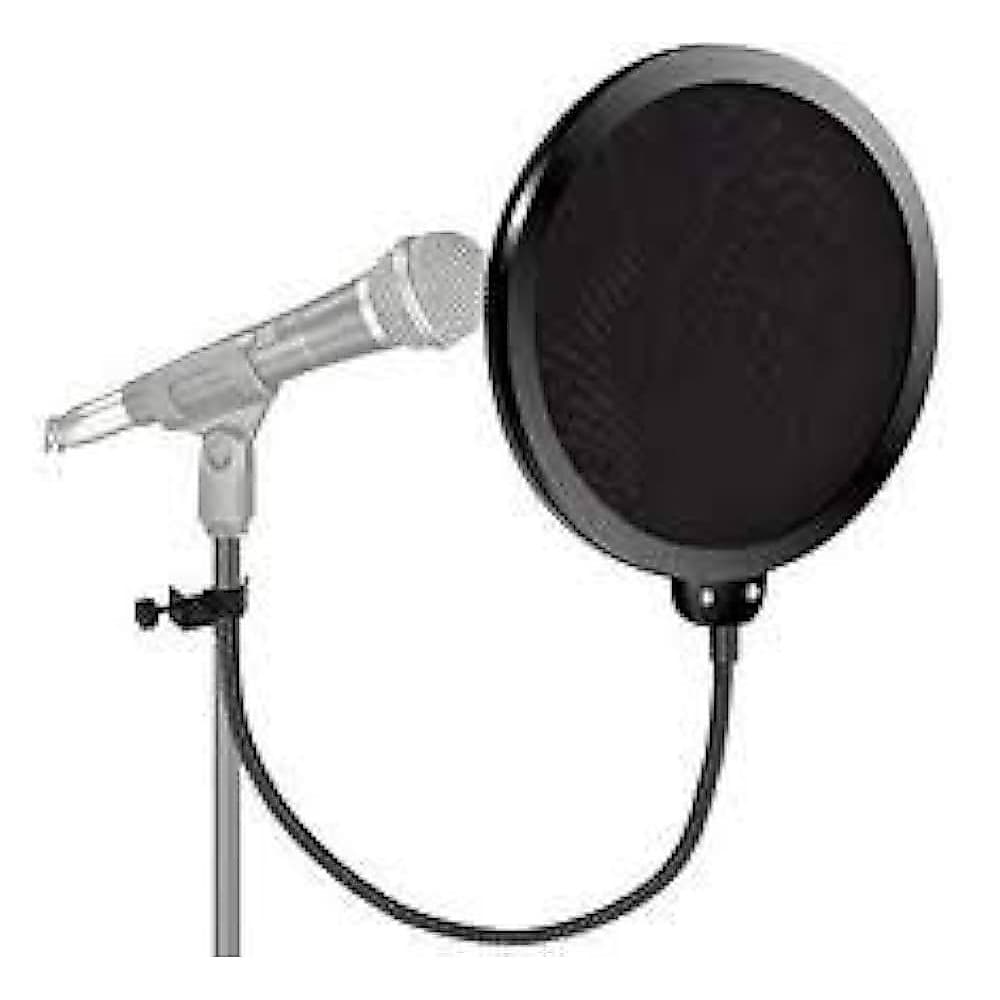 Pop Filter Anti Puff Para Microfone Condensador Estúdio Com Tela Dupla e Haste Flexível