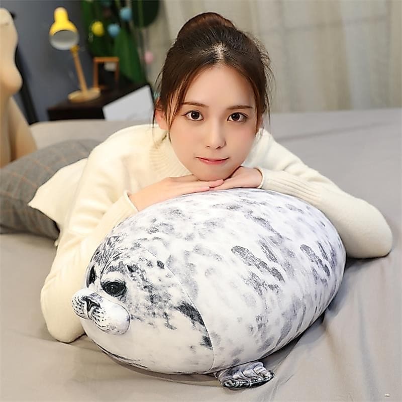 Foca de Pelúcia 30 a 60cm Blob Travesseiro Almofada Fofo Longo Dorminhoco Dormir Gordo Gordinho Pelucia Ursinho Gorda