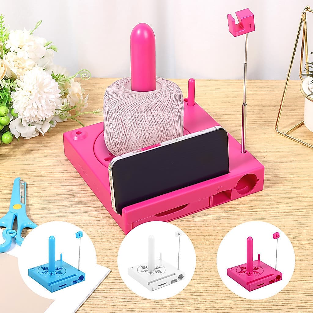 Caddy De Crochê Com Suporte Para Telefone , Caixa De Carretel De Fio Removível Armazenamento Inferior Iniciantes SHOPSKC