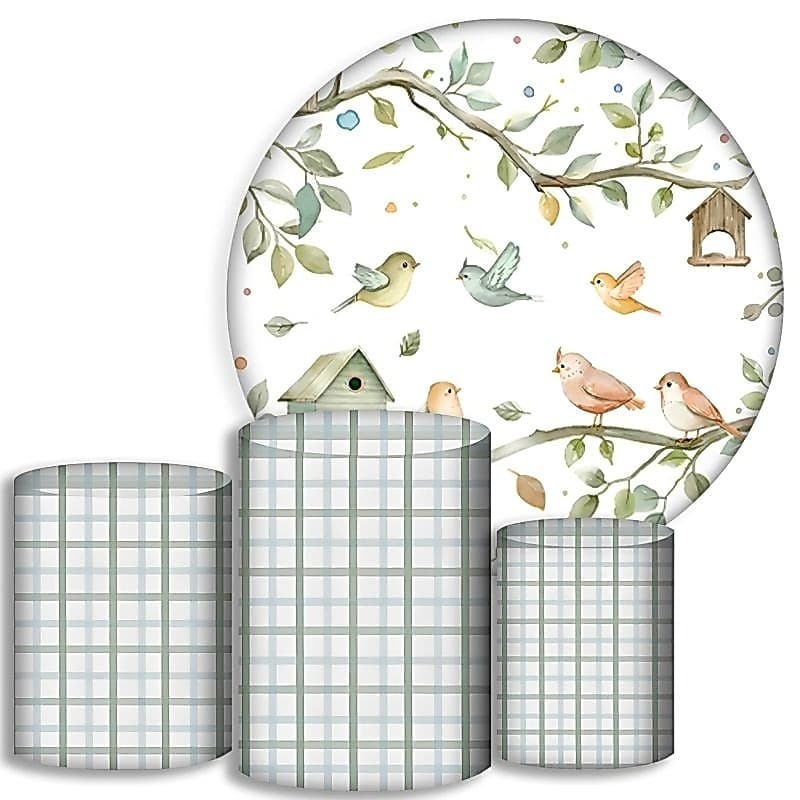 Capas Para Cilindros + Painel - Passarinho - Kit Decoração Festa / Pegue e Monte