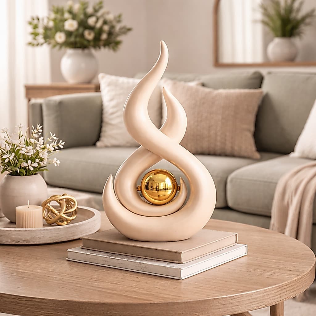 Enfeite Espiral Dupla Vasos C/ Esfera Dourada Decoração P/ Rack Sala Várias Cores Lembrancinha Dia dos Namorados