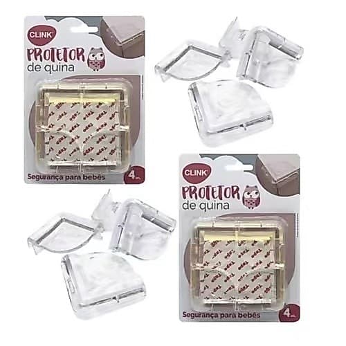 Protetor De Quina Kit C/ 4 unidades Para Móveis Canto Mesa/Protetor Quina de Mesa 4 unidades em Silicone com Adesivo Clink