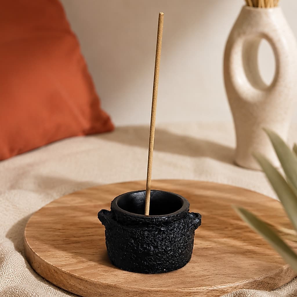 Incensário Caldeirão de Bruxa Resina Porta Vela Wicca Bruxaria Esoterismo decoração