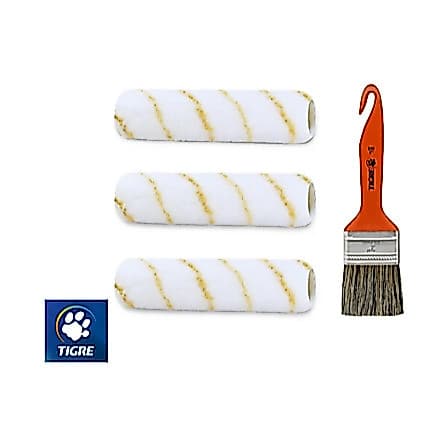 Kit Rolo de Pintura Antirrespingo Tigre + Trincha Pincel Média 2'' Tigre Kit Pintura Antigota Variações