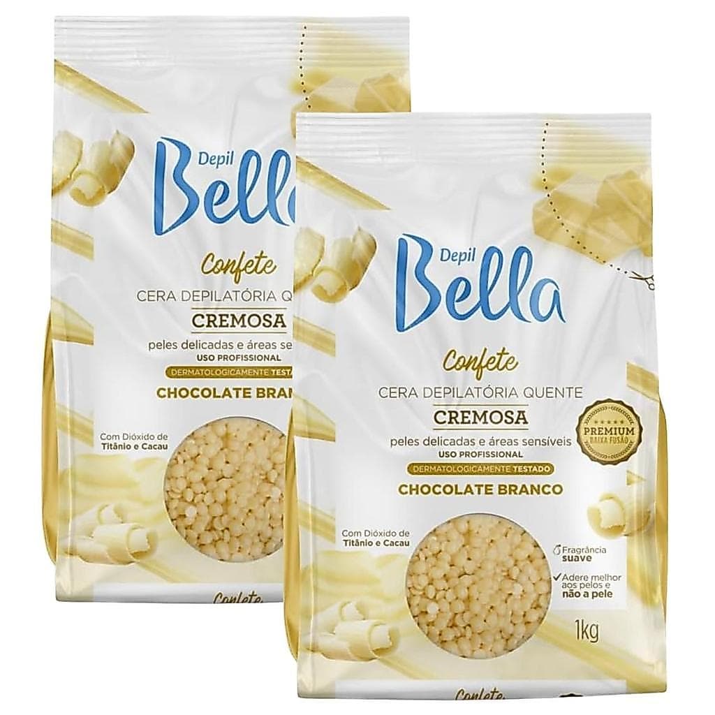 Kit Cera Depil Bella Confete Chocolate Branco Com 2 Unidades