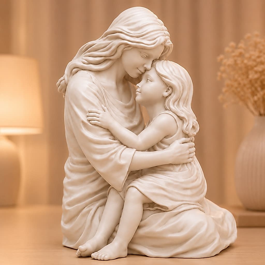 Escultura Decorativa Mãe e Filha Estátua Maternidade Família Moderna Estatueta Luxo Premium Sala Quarto Presente Grávida