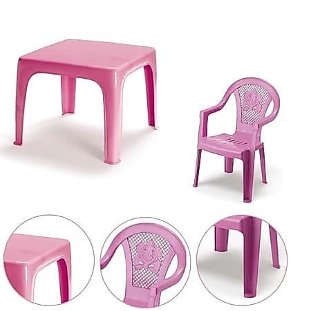 Mesinha Infantil Rosa 46x38cm +1 Cadeira Poltroninha Kids Injeplastc