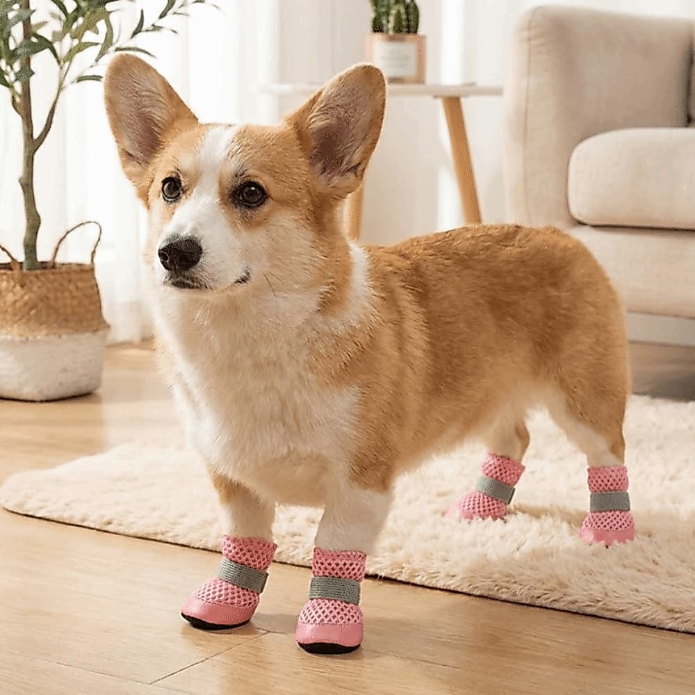 NEDFS 4 Pçs/SET Botas Para Filhotes De Cachorro , Sapatos De Malha Cães Antiderrapantes E Resistentes Ao Desgaste , Calç