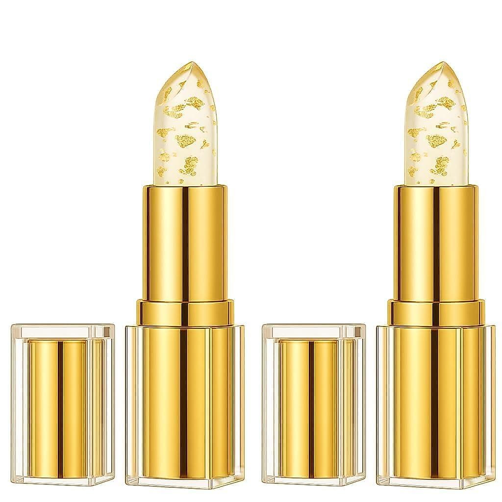 Batom Transferproof que Muda de Cor, Kit com 2 Batons PH Cristal Dourado, Batom Transparente que Muda de Cor, Bál
