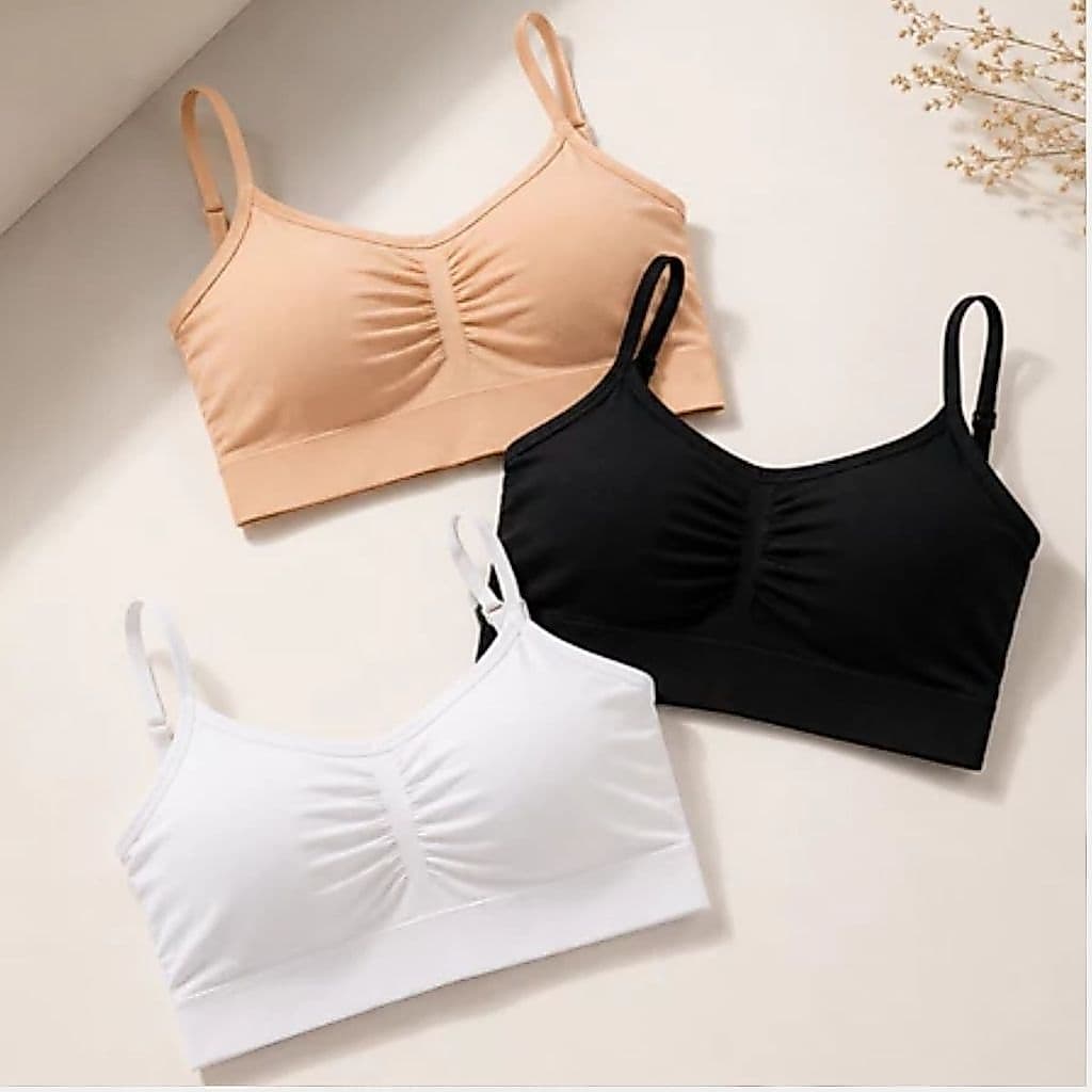 Conjunto 3 Top Sutiã Feminino, top Fitness com Alça e Fecho Ajustável Bojo Removível top feminino