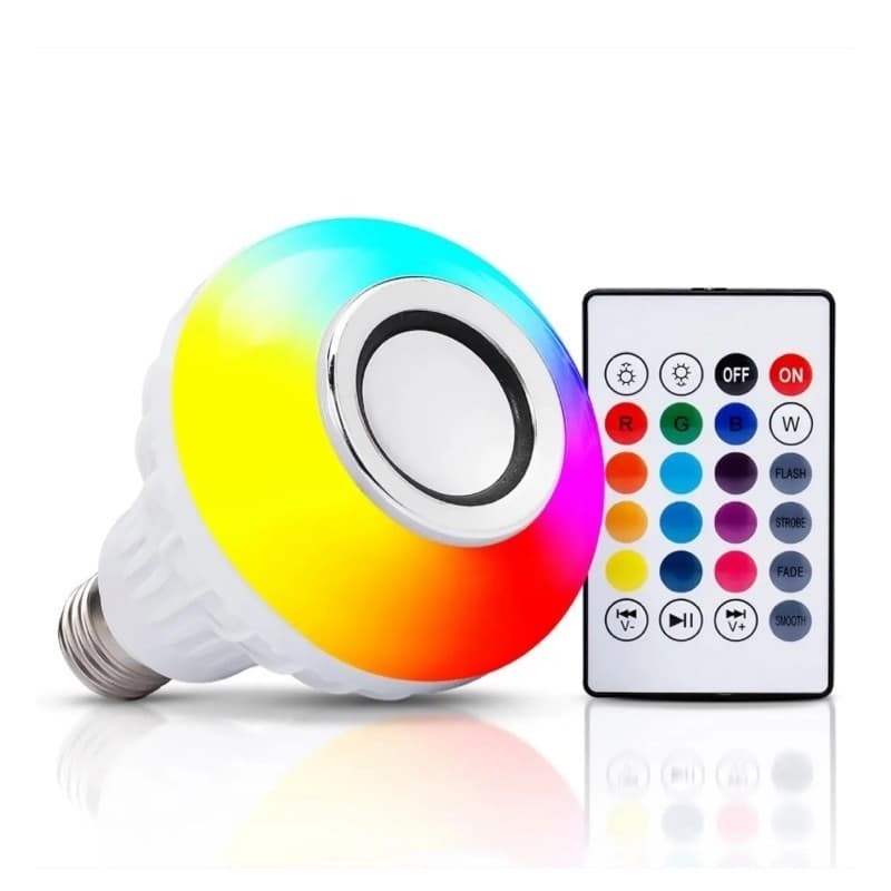 Lâmpada De Teto C/ Caixa De Som Bluetooth Musica Luz Led Rgb Luz Branca Colorida Sala Quarto Soquete E27