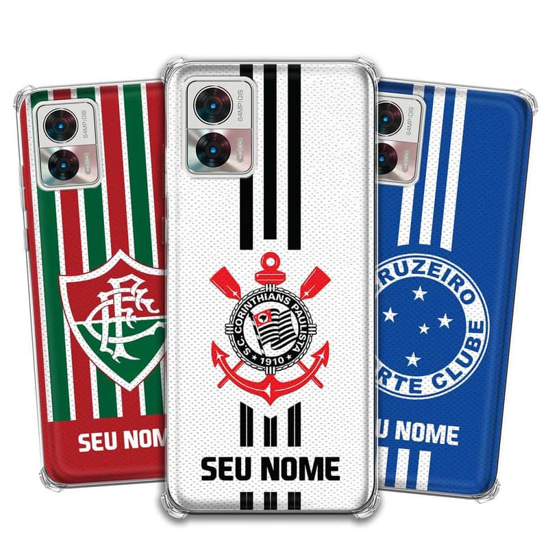 Capa Capinha - Motorola Moto Edge 30 Neo - Futebol Times do Brasil Personalizada com nome