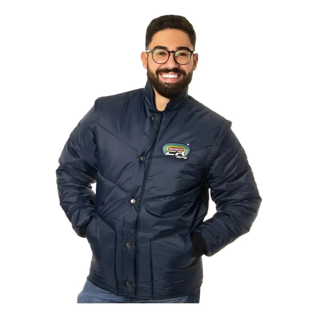 Jaqueta Cr California Racing Tradicional Azul Motoca motoboy P Ao GG frio extremo