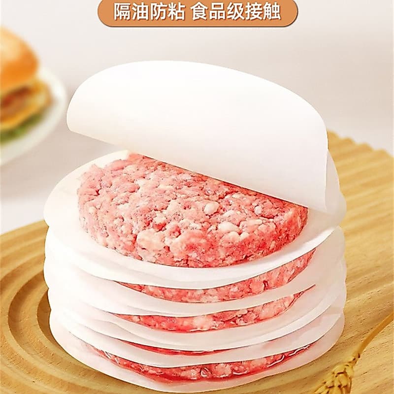 100 Pçs Redondo Branco Dois Lados Papel De Óleo De Silicone Carne Congelada Hambúrguer Patty Separador Papéis Alimentos