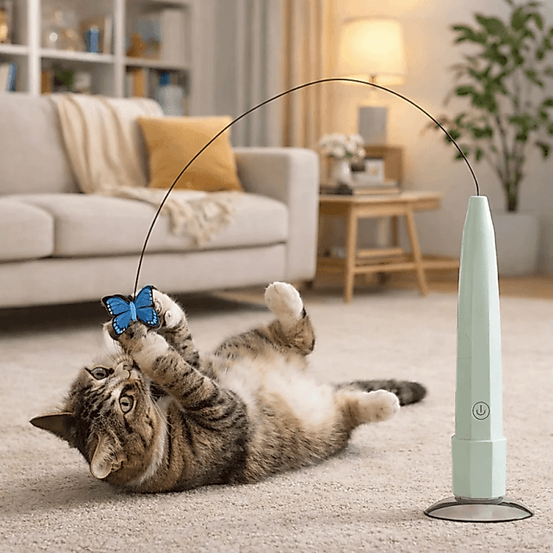 Ventosa Mãos-Livres Brinquedo Elétrico De Provocação De Borboleta Para Gatos , Rotação Automática Silenciosa , Varinha I