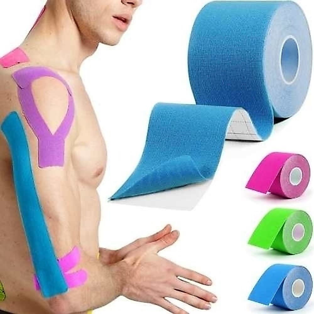 FITA KINESIO TAPE BANDAGEM ELASTICA FISIOTERAPIA ADESIVA MUSCULAR ALIVIO DOR LESAO ATLETA CINESIOLOGIA