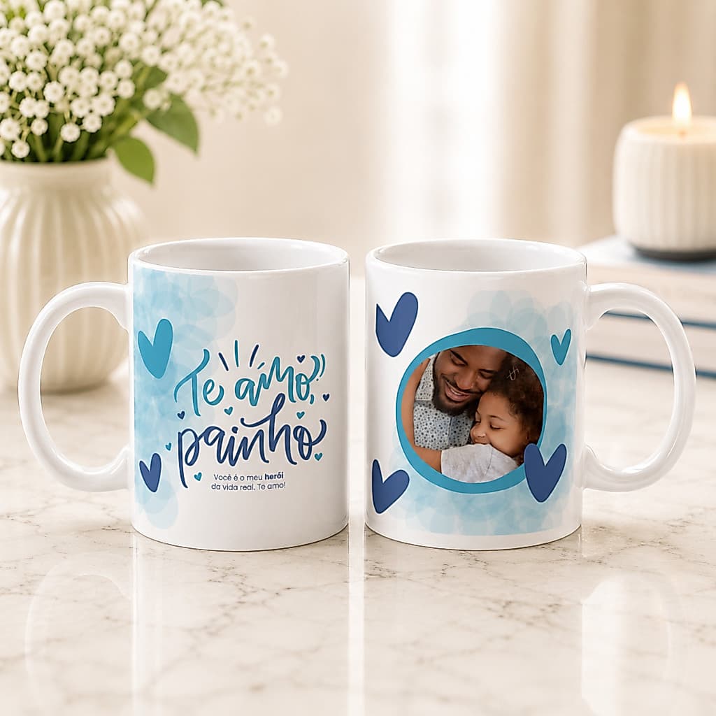 Caneca com Foto para Pai Personalizada Modelos Exclusivos Pai Herói Presente Criativo 325ml