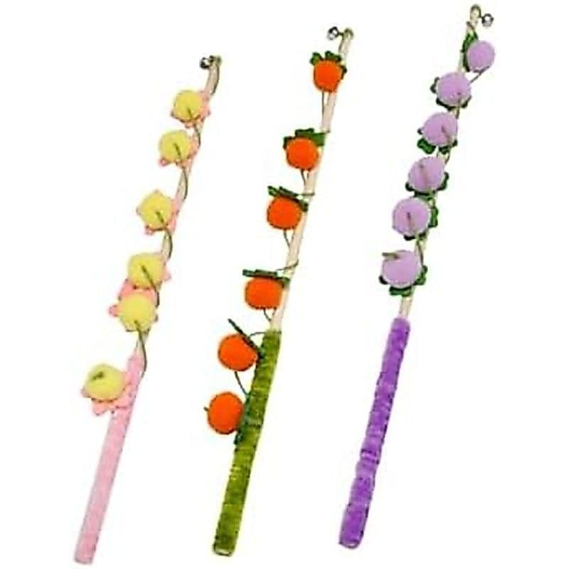 Brinquedos Interativos De Varinha De Gato Com Design De Frutas , Pacote 3 , Para Gatinhos Internos , Amarelo Laranja Rox