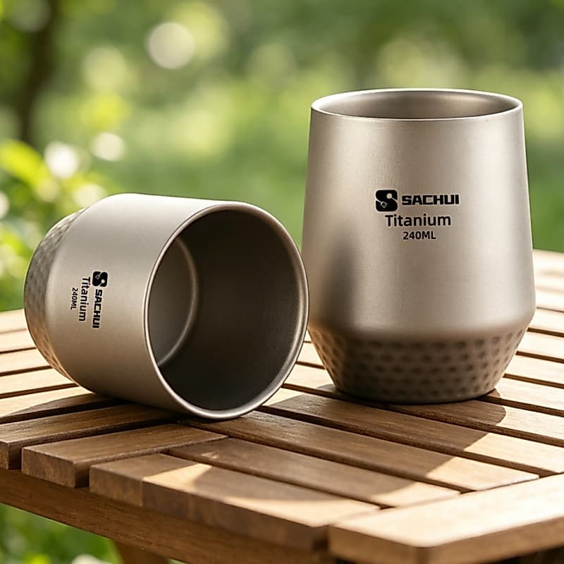 Xícara de café de titânio puro dupla camada fosca portátil doméstico escritório ao ar livre copo de água Anti-escaldante